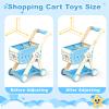 RedCrab Kids Shopping Cart,75PCS Toy Shopping Cart Playset with Food Shop Accessories, Adjustable Shopping Cart Arm,Shopping Basket Grocery Store Games for Ages 3 4 5 67 8+ (Blue) view 3