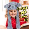 Bubblepompom Elephant Hat with Ears Moving Jumping Pop Up Beating Hat Plush Holiday Cosplay Dress Up Funny Party Gift for Kids Girls, Gray, 22'' view 2