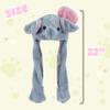 Bubblepompom Elephant Hat with Ears Moving Jumping Pop Up Beating Hat Plush Holiday Cosplay Dress Up Funny Party Gift for Kids Girls, Gray, 22'' view 3