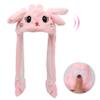 Bubblepompom Kitty Hat with Ears Moving Jumping Pop Up Beating Cat Hat Plush Holiday Kitten Cosplay Dress Up Funny Party Gift for Kids Boys Girls, Pink, 22'' view 1