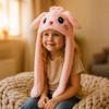 Bubblepompom Kitty Hat with Ears Moving Jumping Pop Up Beating Cat Hat Plush Holiday Kitten Cosplay Dress Up Funny Party Gift for Kids Boys Girls, Pink, 22'' view 2