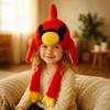 Bubblepompom Cardinal Hat with Ears Moving Jumping Pop Up Beating Hat Plush Farm Animal Holiday Cosplay Dress Up Funny Party Gift for Kids Boys Girls, Red, 22'' view 3