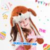 Bubblepompom Fox Hat with Ears Moving Jumping Pop Up Beating Hat Plush Holiday Cosplay Dress Up Funny Party Gift for Kids Boys Girls, Brown, 22'' view 2