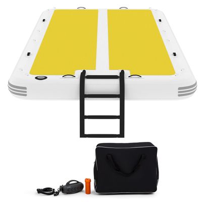 15'x6.5' Inflatable Floating Dock Platform with 5mm EVA Anti-Slip Pad, Mesa Dock Floats Up to 15 People, Inflatable Island, Swim Platform Quick Inflation, Floating Mats for Lakes Boats Water