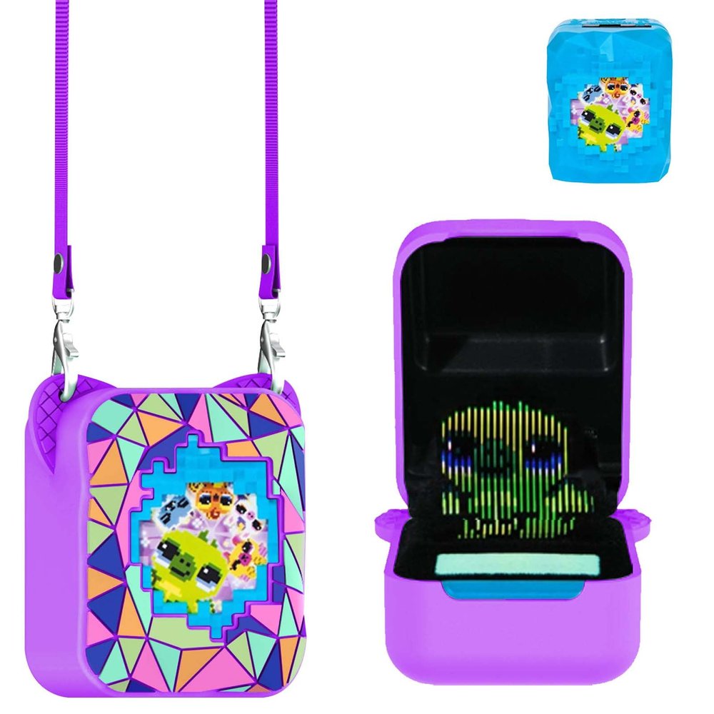 Silicone Case for Bitzee Magicals Interactive Toy Digital Pet, Protective Skin Cover for Bitzee Magicals Virtual Electronic Pets Accessories with Lanyard,Scratch Shock Protection,Purple