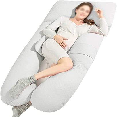 ADAOQIN Gray U-Shaped Maternity Pillow with Invisible Zipper, Detachable Cover - Full Body Support Pillow for Pregnant Women, Sleeping Aid Pillow