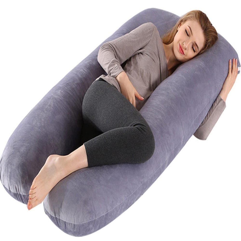 ADAOQIN Pregnancy Pillows,U Shaped Maternity Pillows for Sleeping,Body Pillow for Pregnant Women,Maternity Pillow for Support with Velvet Cover 1,130x70cm