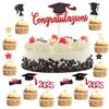 VEGCOO 33 Pieces Graduation Cake Toppers, Graduation Cake Toppers, Graduation Decorations Congratulations Red Cupcakes Toppers Graduation, Cake Graduation Decorations Gadget for Party Graduation view 1