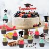 VEGCOO 33 Pieces Graduation Cake Toppers, Graduation Cake Toppers, Graduation Decorations Congratulations Red Cupcakes Toppers Graduation, Cake Graduation Decorations Gadget for Party Graduation view 4