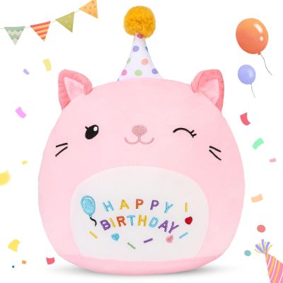ABEARCAR Cat Plush Toy Birthday Decor Pink Cat Plushies Pillow Cat Stuffed Animal Soft Plushie Gifts for Girlfriend Kids Girls Boys 13.7(Large Cat Plush)