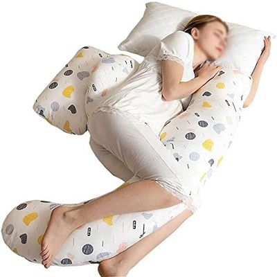 ADAOQIN Comfort-U Shaped Maternity Pillow with Cotton Cover for Pregnancy Support, Back, HIPS, and Legs - Ideal for Sleeping and Feeding