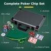 Goplus Poker Chip Set, Casino Poker Chips with 400 PCS Chips, 2 Decks Cards, Dealer Button, Poker Felt, Aluminum Case for Texas Holdem, Casino, Family Night, Blackjack view 2