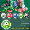 Goplus Poker Chip Set, Casino Poker Chips with 400 PCS Chips, 2 Decks Cards, Dealer Button, Poker Felt, Aluminum Case for Texas Holdem, Casino, Family Night, Blackjack view 3