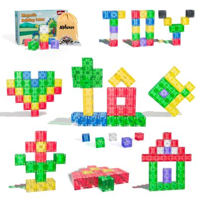 Apluses Magnetic Building Blocks - Transparent Magnetic Cubes, STEM Magnet Toddler Boys Toys for Kids Age 3-5, Travel Sensory Autism Preschool Montessori Toys for 3+ Year Old, Birthday Girls Gifts