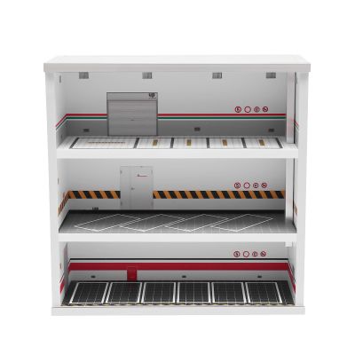 1:64 Scale Garage Display Case, 3-Tiers Acrylic Model Car Display Case with LED Lights and Sliding Door, Mini Car Parking Space Garage Scene Model Display Cabinet for Model Cars Decoration