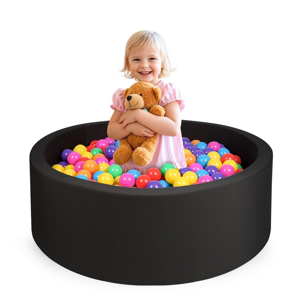 COZYTRAUM Foam Ball Pit, 35"x 12" Ball Pits for Toddlers, Soft Round Kiddie Baby Ball Pool for Kids, Ideal Gift for Babies Indoor Outdoor Game, Balls Not Included,Black...