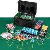 Goplus Poker Chip Set, 600 PCS Chips, 2 Decks Cards, Dealer Button, Poker Felt, Aluminum Case for Texas Holdem, Casino, Family Night, Blackjack view 1