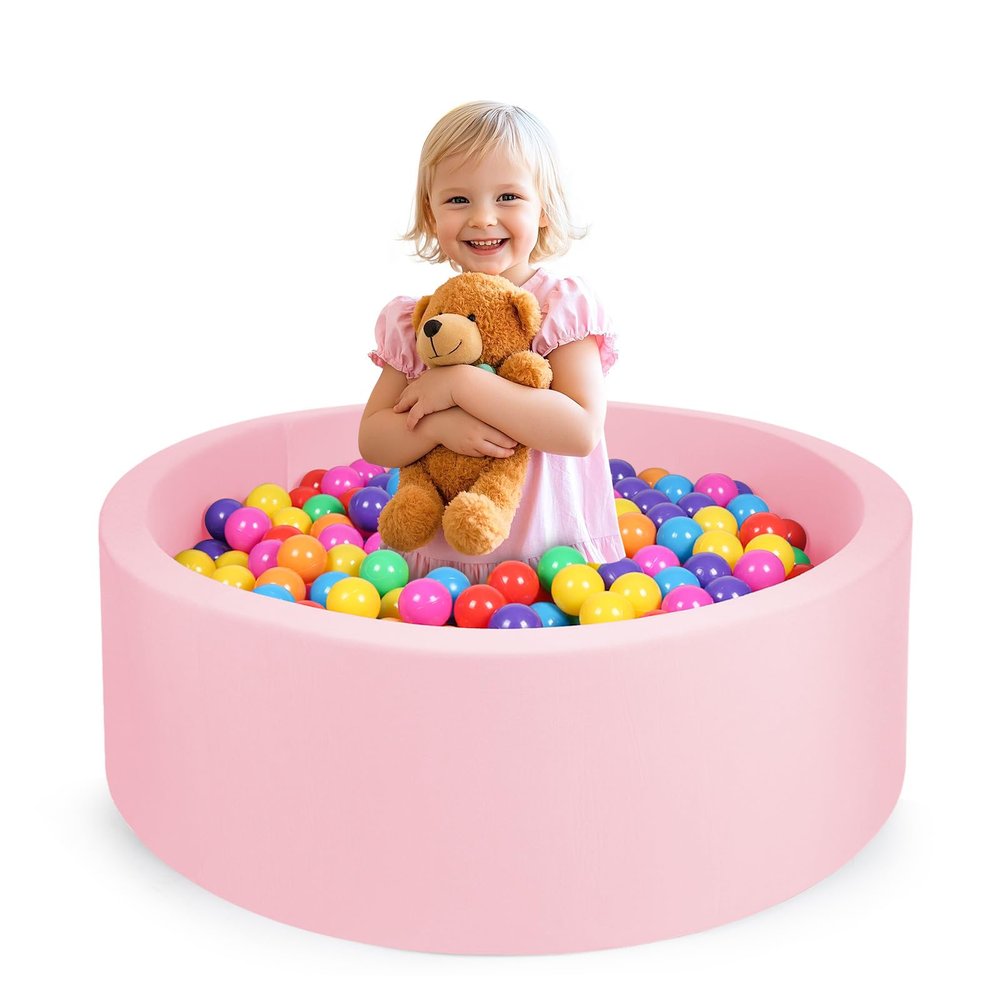COZYTRAUM Foam Ball Pit, 35"x 12" Ball Pits for Toddlers, Soft Round Kiddie Baby Ball Pool for Kids, Ideal Gift for Babies Indoor Outdoor Game, Balls Not Included,Pink...