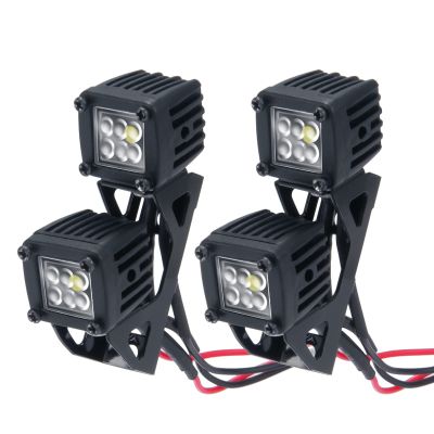 MORFUM RC Car LED Lights Headlights Headlamp Square Lens Spotlight 4PCS Compatible with 1/10 RC Crawler Car TRX4 TRX6 Axial SCX10 90046 RR10 D90 Upgrades Parts (B-6 Holes)