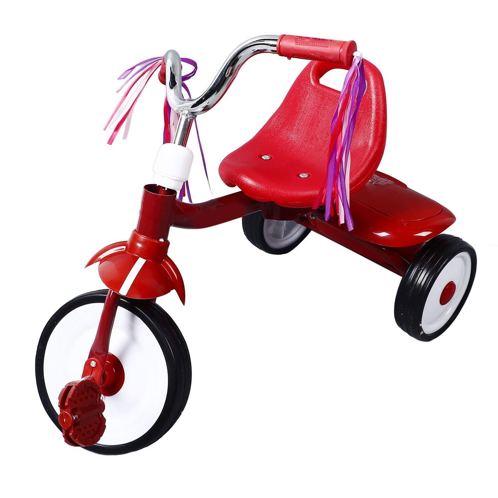 Toddler Tricycle Red Foldable, Adjustable Seat, Steel Children Trike Bike, Storage Box for Toys, 3 Positions, Compact Design, Safe 130 Handlebar Limitation, Weather