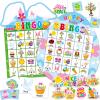 Lonfliness 39Pcs Easter Bingo Game for Adults Kids 24 Players Easter Bunny Egg Shape Bingo Game Cards with Reward Stickers for Family Friends Large Group Activities Happy Easter Spring Party Favors view 1