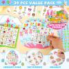 Lonfliness 39Pcs Easter Bingo Game for Adults Kids 24 Players Easter Bunny Egg Shape Bingo Game Cards with Reward Stickers for Family Friends Large Group Activities Happy Easter Spring Party Favors view 4