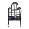 1:12 Scale Dollhouse Bird Cage Metal Miniature Bird Cage Realistic Opening Door Miniature Dollhouse Bird Cage with Fake Grass Bird Sticker, Bird Cage Floor Stand Mini House (Black) view 3