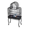 1:12 Scale Dollhouse Bird Cage Metal Miniature Bird Cage Realistic Opening Door Miniature Dollhouse Bird Cage with Fake Grass Bird Sticker, Bird Cage Floor Stand Mini House (Black) view 4