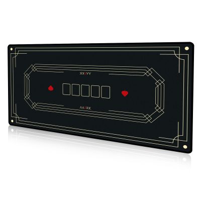 AAXKK 70 x 35 Inch 6-10 Person Black Texas Hold'em Poker Mat Portable Poker Table Tops Cards Game Mat Pad Topper Waterproof, Easily Clean & Glide Over, Anti-Slip, Odorless with Storage Bag