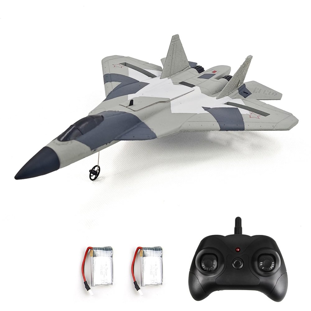 Dodoore RC Plane Remote Control Airplane, 2 Channel RC Fighter, 2.4GHz 3-Axis Gyro Stabilizer Foam Plane, Ready to Fly Fixed-Wing RC Aircraft with 2 Batteries, Easy to Fly for Beginners
