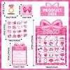 39 Pcs Pink Bow Party Bingo Game for Adults Kids 24 Players Pink Girls Party Bingo Game Cards with Reward Stickers for Family Friends Large Group Gathering Bachelorette Princess Doll Party Favors view 3