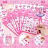 39 Pcs Pink Bow Party Bingo Game for Adults Kids 24 Players Pink Girls Party Bingo Game Cards with Reward Stickers for Family Friends Large Group Gathering Bachelorette Princess Doll Party Favors view 4