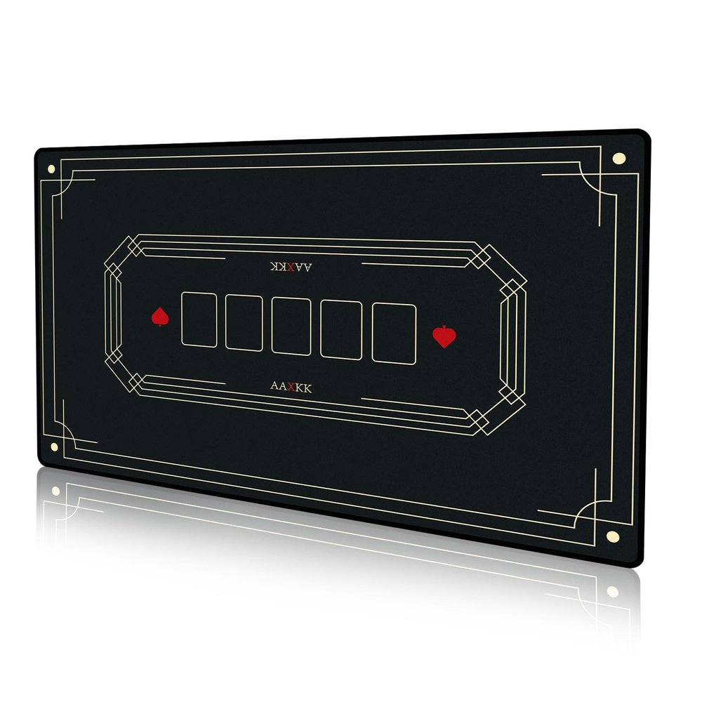 AAXKK 47 x 27 Inch 4-6 Person Small Black Texas Hold'em Poker Mat Portable Poker Table Tops Cards Game Mat Pad Topper Waterproof, Easily Clean & Glide Over, Anti-Slip, Odorless