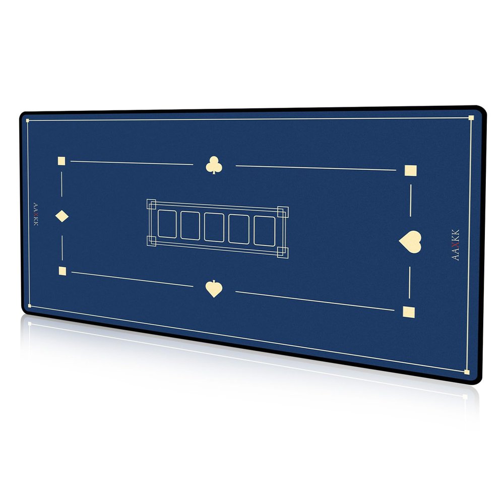 AAXKK 70 x 35 Inch 6-10 Person Texas Hold'em Practical Blue Poker Mat Portable Poker Table Tops Cards Game Mat Pad Topper Waterproof, Easily Clean & Glide Over, Anti-Slip, Odorless with Storage Bag