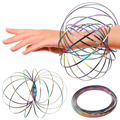 Flow Ring Spinner Arm Tool  5.1" Durable Corrosion-Resistant Stainless Steel Geometric Sensory Fidget Arm Spinner  Smooth, Foldable, Stretchable Magic Flow Bracelet for Relaxation, Tricks & Play