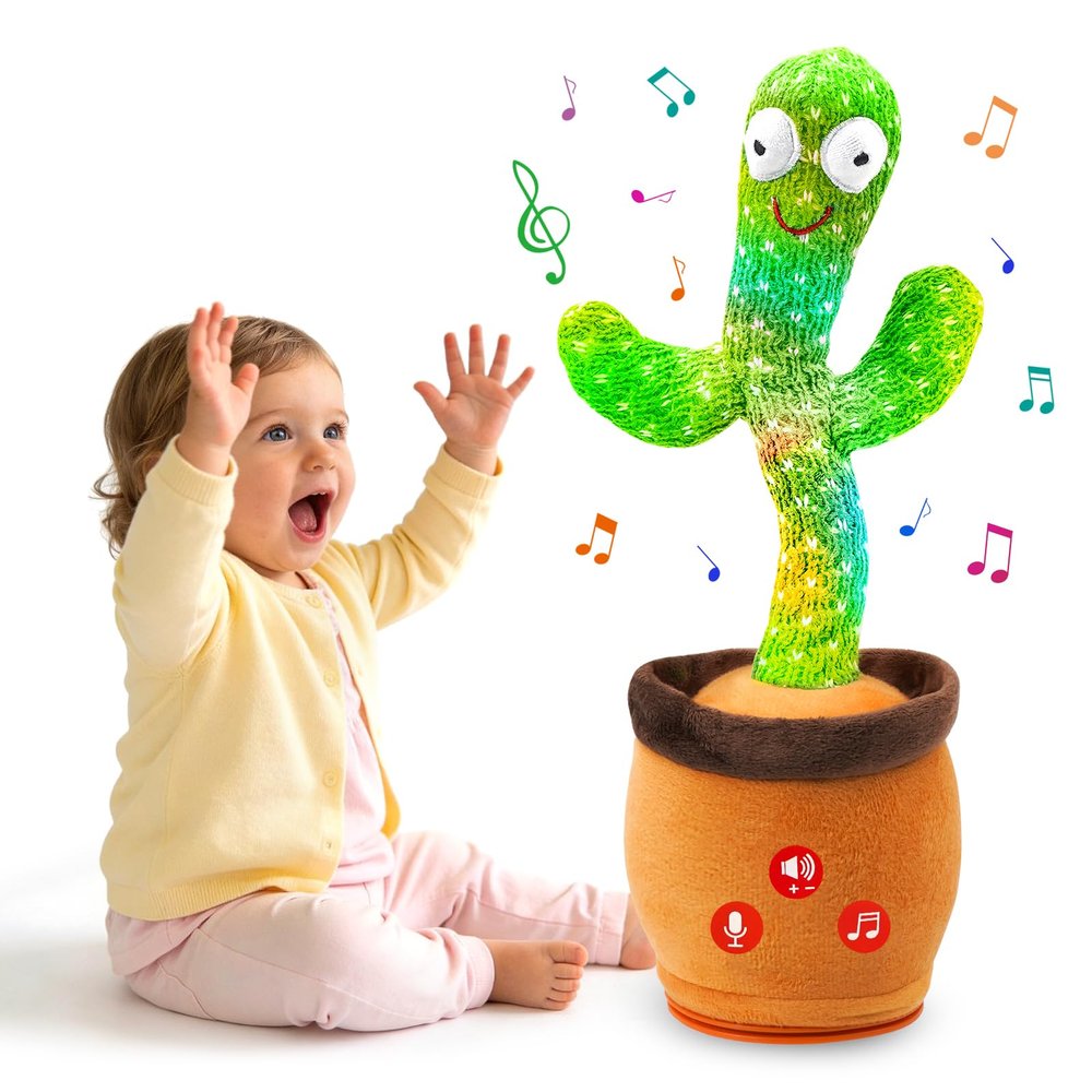 Invasgi Baby Toys Dancing Talking Cactus Toy, Boys Girls Interactive Gifts Mimicking Singing Repeating Cactus, Toddler Toys Stocking Stuffers for Grandkids with Exclusive Songs