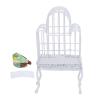 1:12 Scale Dollhouse Bird Cage Metal Miniature Bird Cage Realistic Opening Door Miniature Dollhouse Bird Cage with Fake Grass Bird Sticker, Bird Cage Floor Stand Mini House (White) view 3