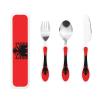 Albanian flag Children's three-piece knife, fork and spoon set, the handles are plastic PP and 430 stainless steel. view 1