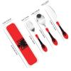 Albanian flag Children's three-piece knife, fork and spoon set, the handles are plastic PP and 430 stainless steel. view 2