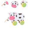 JISADER Animal Push and Pull Along Toy with Wooden Pull Along Toy Early Development Toy Activity Toy Entertaining Toy Wooden Material Smooth Surface Suitable, Cow view 2
