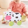 JISADER Animal Push and Pull Along Toy with Wooden Pull Along Toy Early Development Toy Activity Toy Entertaining Toy Wooden Material Smooth Surface Suitable, Cow view 4