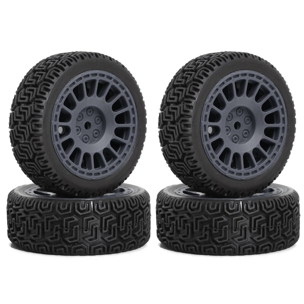 4pcs 68mm Rally Tires Rubber Tire Wheel Tyre for Tamiya XV01 XV02 TT01 TT02 PTG-2 1/10 RC Rally Racing Car Upgrade Parts(Grey)