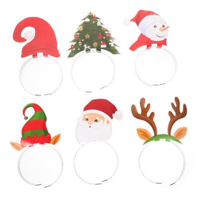 6pcs Christmas Headbands for Boys and Girls and Adults Festive Hair Hoops Cartoon Elements for Holiday Parties Lightweight Xmas Accessories for Celebrations
