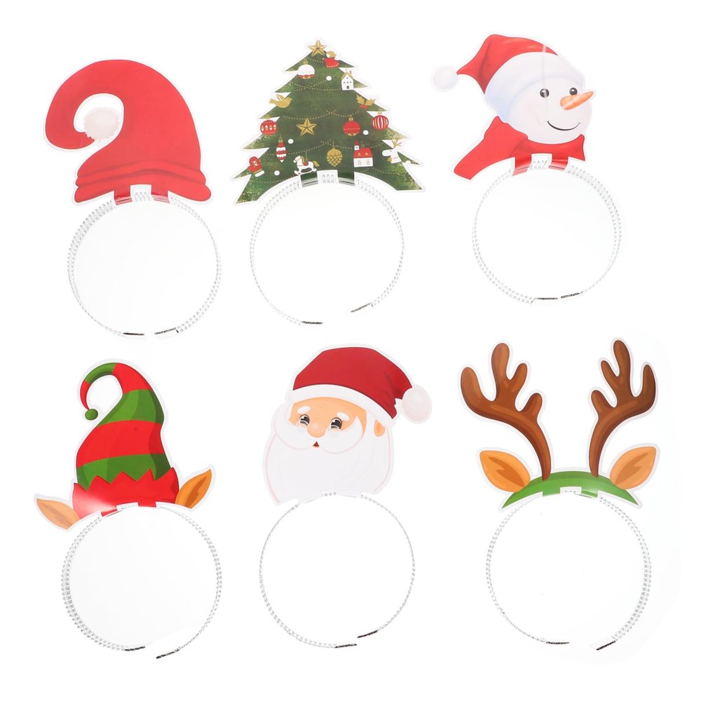 6pcs Christmas Headbands for Boys and Girls and Adults Festive Hair Hoops Cartoon Elements for Holiday Parties Lightweight Xmas Accessories for Celebrations