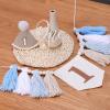 1st Birthday Decorations Boy, High Chair Banner First Birthday Decorations Boho Wood Bead Tassel, Baby 1st Party Hat with One Cake Topper view 4