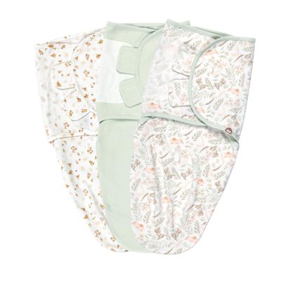 100% Cotton 3-Pack Baby Swaddle Sleep Sack 0-3 Months - Gender Neutral Swaddle Newborn to 3 M, Adjustable Swaddles for Newborns Blankets, Babies Gift Set, Designed in France, Green Woodland Collection