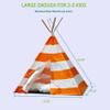 Turtleplay Indoor Teepee Tent  Durable Cotton Canvas with White Stripes, Easy Assembly, Orange Playhouse view 3