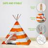 Turtleplay Indoor Teepee Tent  Durable Cotton Canvas with White Stripes, Easy Assembly, Orange Playhouse view 4