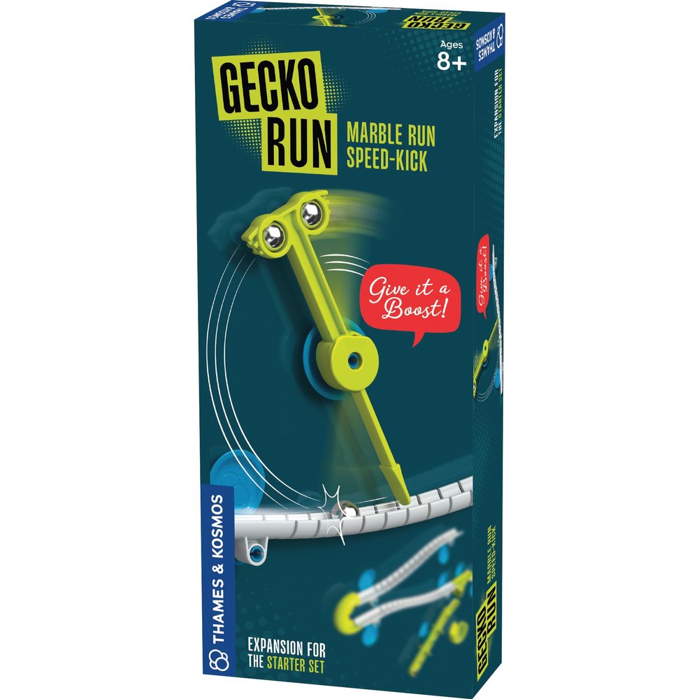 Gecko Run Marble Run Speed-Kick Expansion Pack by Thames & Kosmos  Extra Stunt for Vertical Marble Run Starter Set; Fast, No-Mess Setup with Residue-Free Nano-Adhesive Pads, Hours of Creative Play
