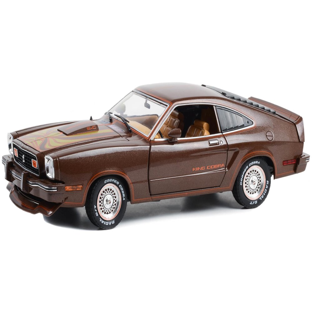 1978 II King Cobra Dark Brown Metallic with Orange and Gold Hood Stripes 1/18 Diecast Model Car by Greenlight 13669